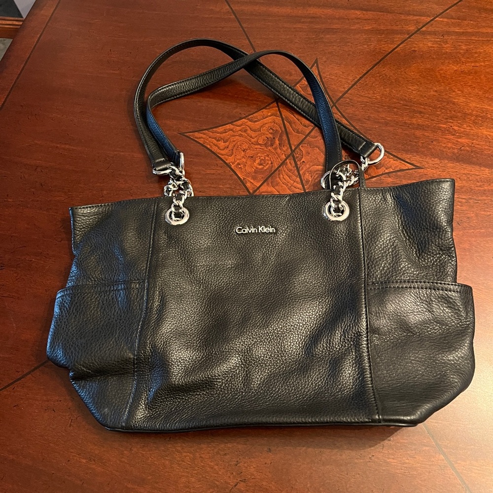 Calvin Klein black leather shoulder bag